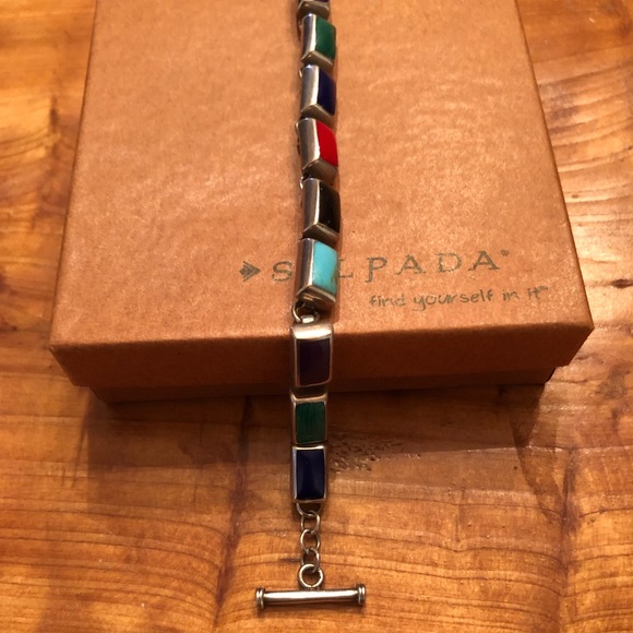 Rare Silpada Sterling Silver Multi-Colored Stone Toggle Clasp Bracelet B0442 - Picture 11 of 16